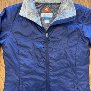 Columbia Omni Heat Full Zip Jacket Womens Medium Insulated Blue Fur Lined Collar